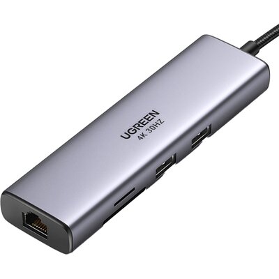Adapter Hub UGREEN, USB_C do 2x USB 3.0, HDMI, RJ45, SD/TF