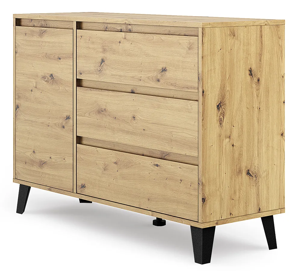 Nowoczesna komoda z szafką i szufladami dąb artisan - Bilgo 3X