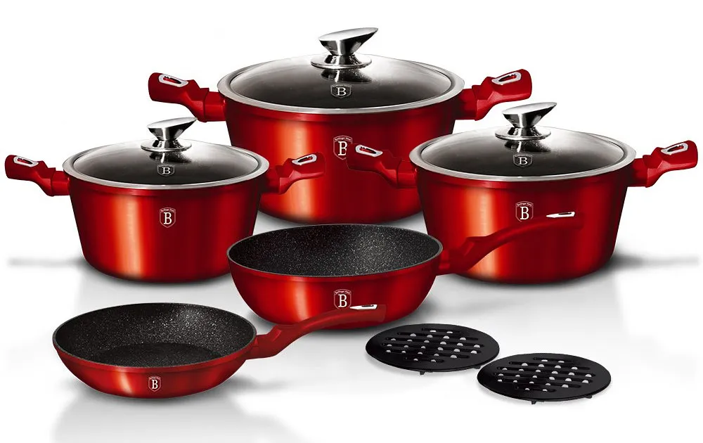10 elementowy zestaw czerwonych garnków Refrix 4X