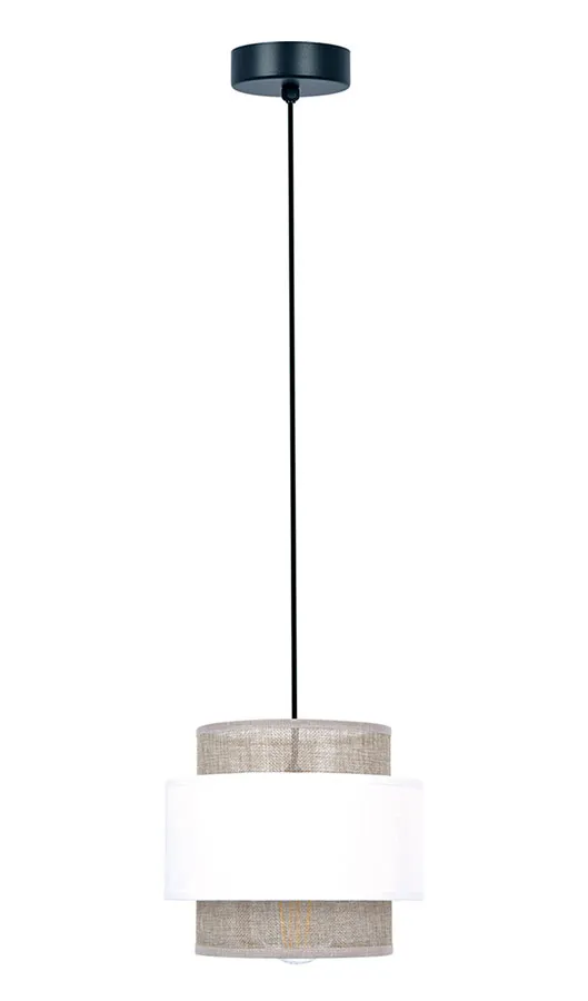 Biało-beżowa lampa wisząca abażurowa boho - A518 K0-C64