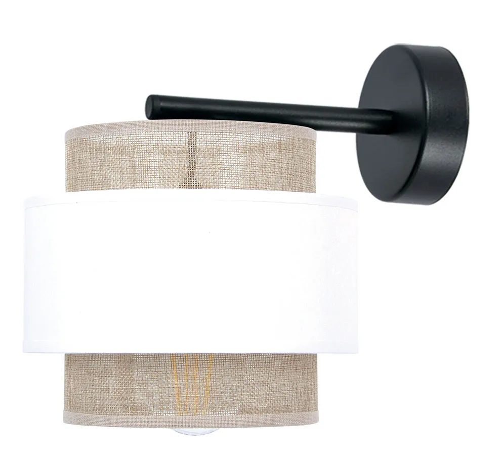 Kinkiet z beżowym abażurem w stylu boho - 3X A522 E2-W14