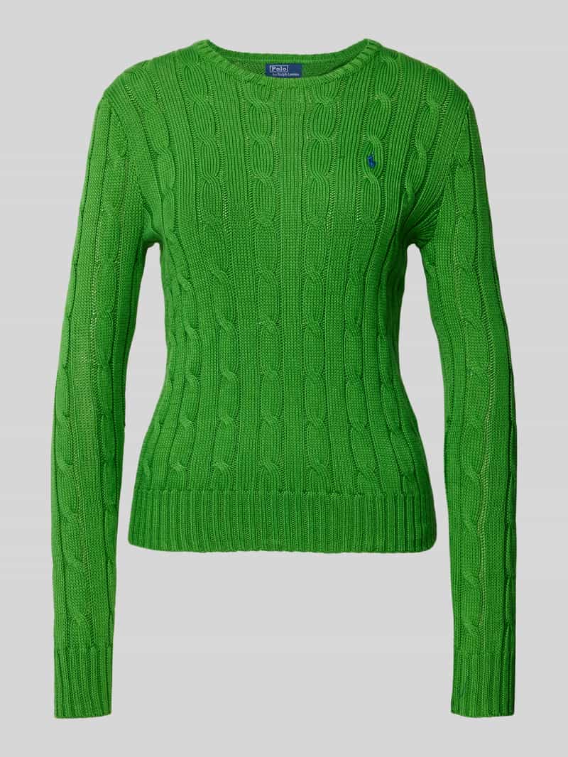 Sweter z dzianiny ze ściegiem warkoczowym model ‘JULIANNA’