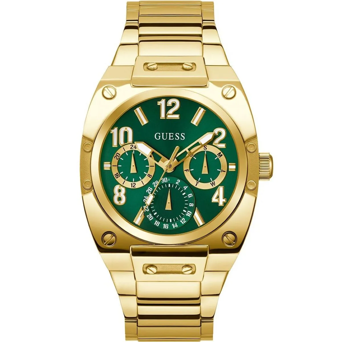 Guess Prodigy zegarek męski złoty z zieloną tarczą GW0624G2