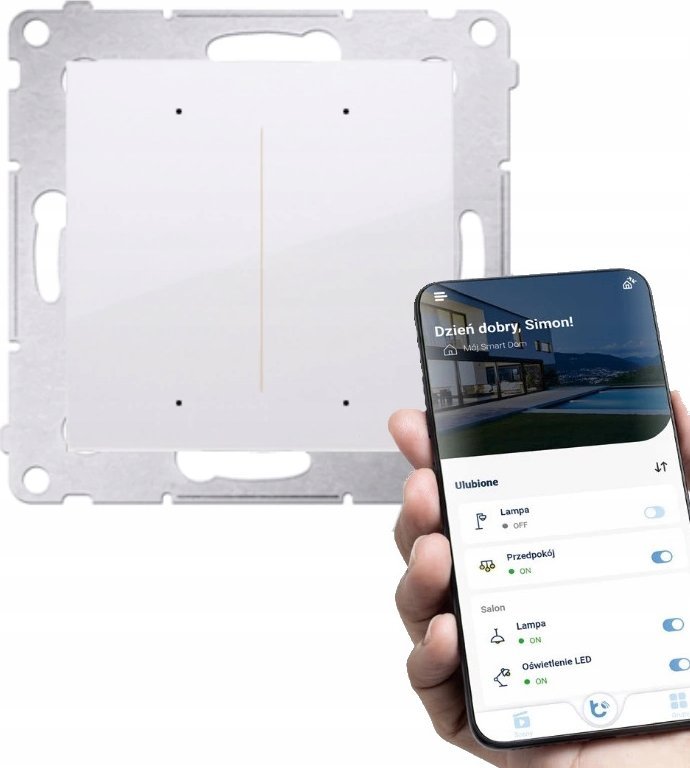 LEDart kontakt-simon przyciskowy oświetleniowy - 2 wyjścia 5A, sterowany smartfonem WiFi 230V (moduł) biały DEW2W.01/11 DEW2W.01/11
