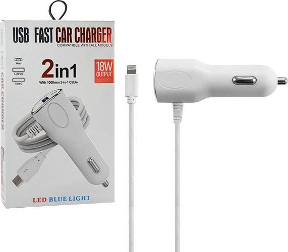 Ładowarka Vega ŁADOWARKA SAMOCHODOWA 2A BIAŁA VEGA FASTON IPHONE + USB 2000mAh