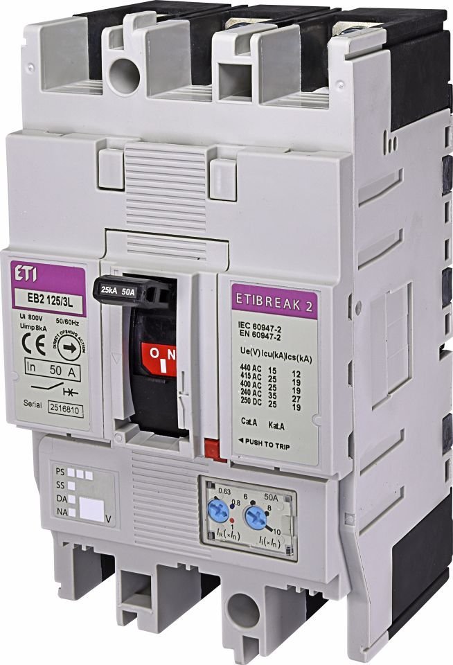 ETI polam Wyłącznik mocy 3P 50A 25kA /wyzwalacz termo-magnetyczny/ EB2 125/3L 004671023 004671023