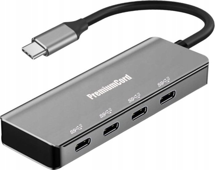 Koncentrator PREMIUMCORD USB-C na 4x USB 3.2 typu C, 5G SuperSpeed, aluminium