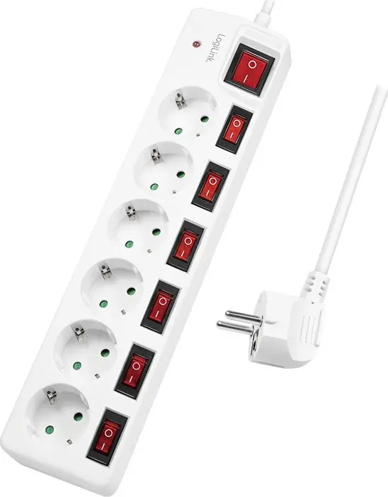 LogiLink 6 gniazd 1.5m biała