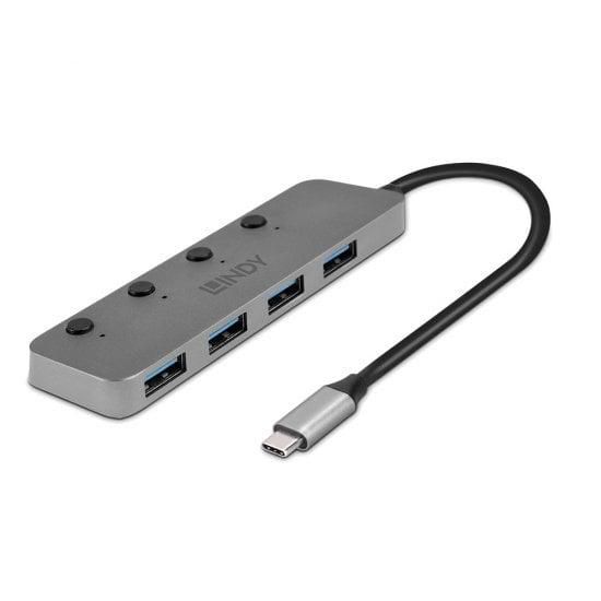 Koncentrator USB Lindy USB 3.0 4-portowy z włączaniem/wyłączaniem