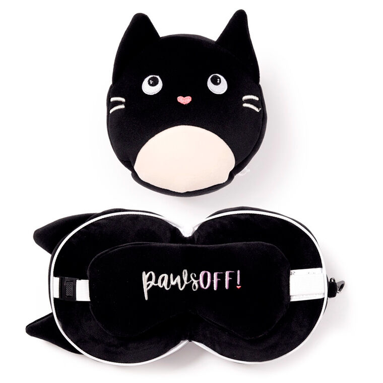 Relaxeazzz Kot Feline Fine Pluszowy Zestaw: Podszuka + Opaska Na Oczy