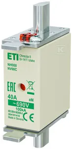 Eti-Polam Wkładka bezpiecznikowa KOMBI NH00C 40A aM 690V WT-00C 004181410 004181410