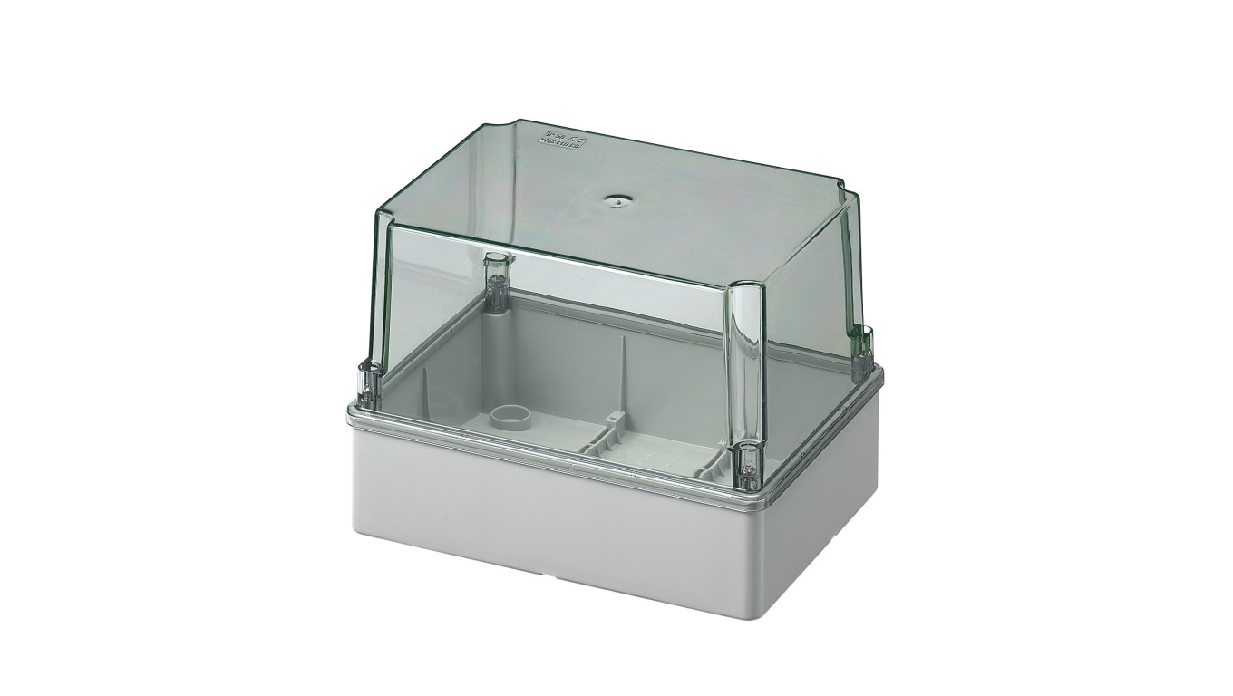elettrocanali Puszka natynkowa wysoka z przeźroczystą pokrywą seria 440 IP56 190x140x140 szara EC440C6 EC440C6