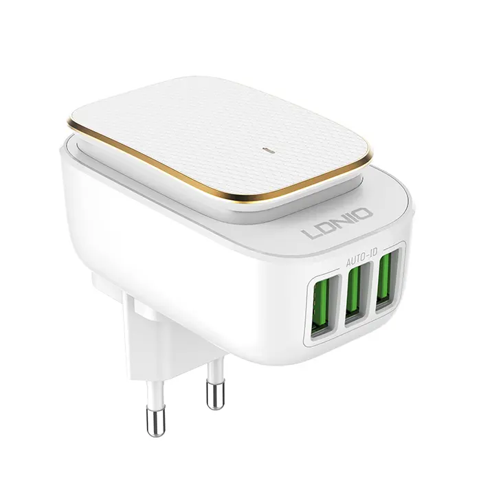 LDNIO ZESTAW ADAPTERA A3305 220V 3X USB 3,4A+KABEL MICRO USB+ŚWIATŁO LED