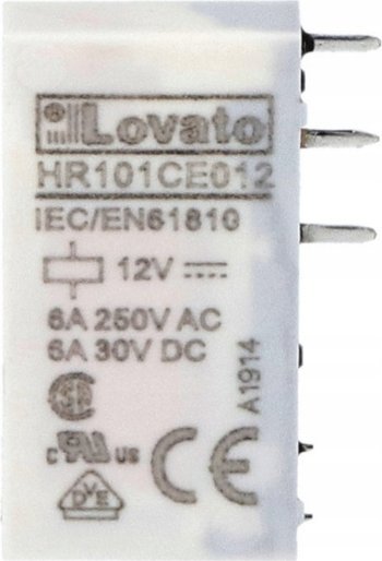 Lovato Przekaźnik interfejsowy elektromagnetyczny, sterowanie 12VDC, 1C/O, 6A, HR101CE012 HR101CE012