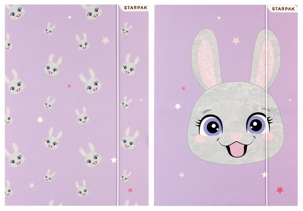 TECZKA Z GUMKA PAP A4 RABBIT STK FOL 10/100