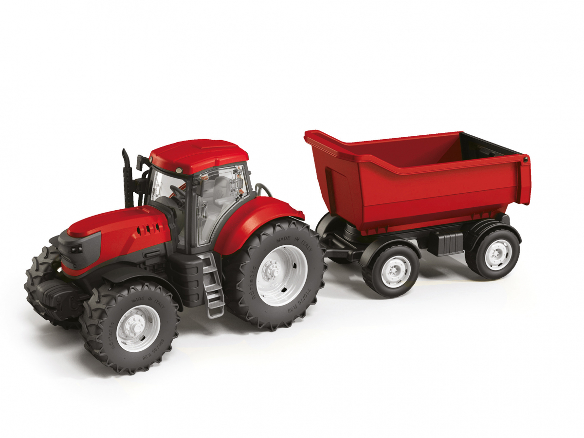 1324 Traktor czerwony Adriatic z wywrotk w pudeku