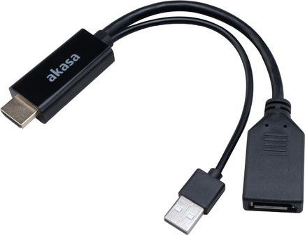Akasa Adapter AV  HDMI - DisplayPort + USB-A czarny (AK-CBHD24-25BK)
