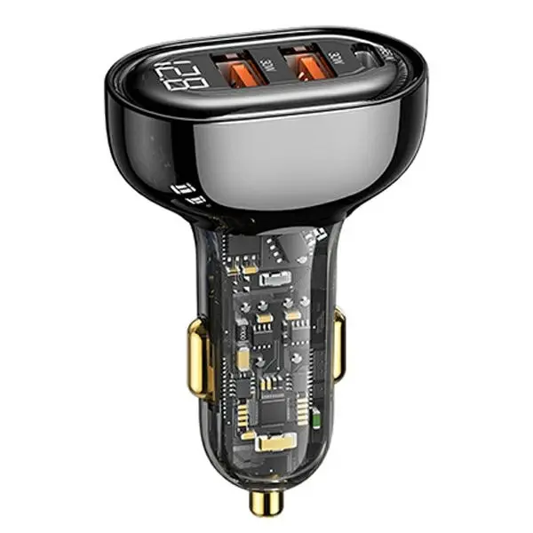 USAMS ad. sam. 2xUSB+1xUSB-C 125W Fast Charge transparent black CC158CC01 (US-CC158)