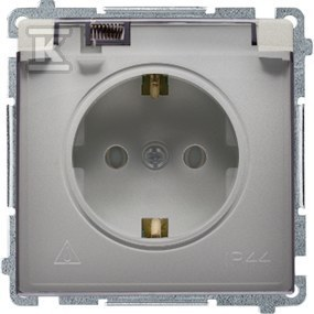 Kontakt Simon KONTAKT_SIMON Gniazdo pojedyncze bryzgoszczelne IP44 Schuko BASIC Satyna BMGSZ1BZ.01/29A