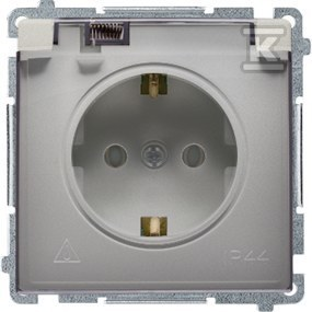 Kontakt Simon KONTAKT_SIMON Gniazdo pojedyncze bryzgoszczelne IP44 Schuko BASIC Satyna BMGSZ1BZ.01/29A
