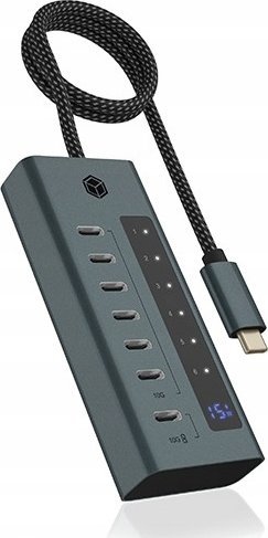 ICY BOX IB-HUB1457-C31 USB 3.2 Gen 1 (3.1 Gen 1) Type-C 10000 Mbit/s Niebieski, Szary