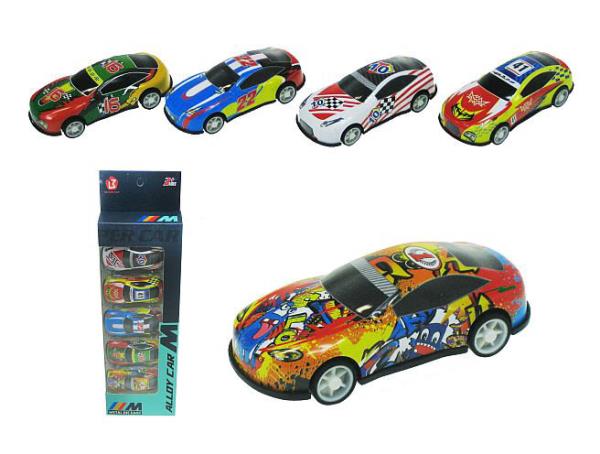 Zestaw autek wycigowych 5szt 8,5cm z napdem 866-5