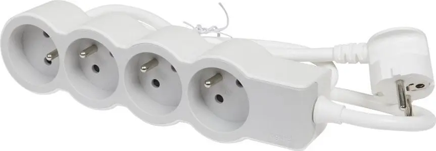 HELMO Przedłużacz standard 4x2P+Z z przewodem 3.0m 3x1.5 mm2 biały/jasnoszary 049490