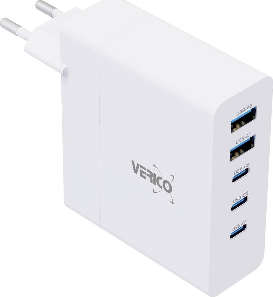 Ładowarka Verico MOJO GaN 140 W PD, 5-portowa (USB-A i USB-C) WH detaliczna