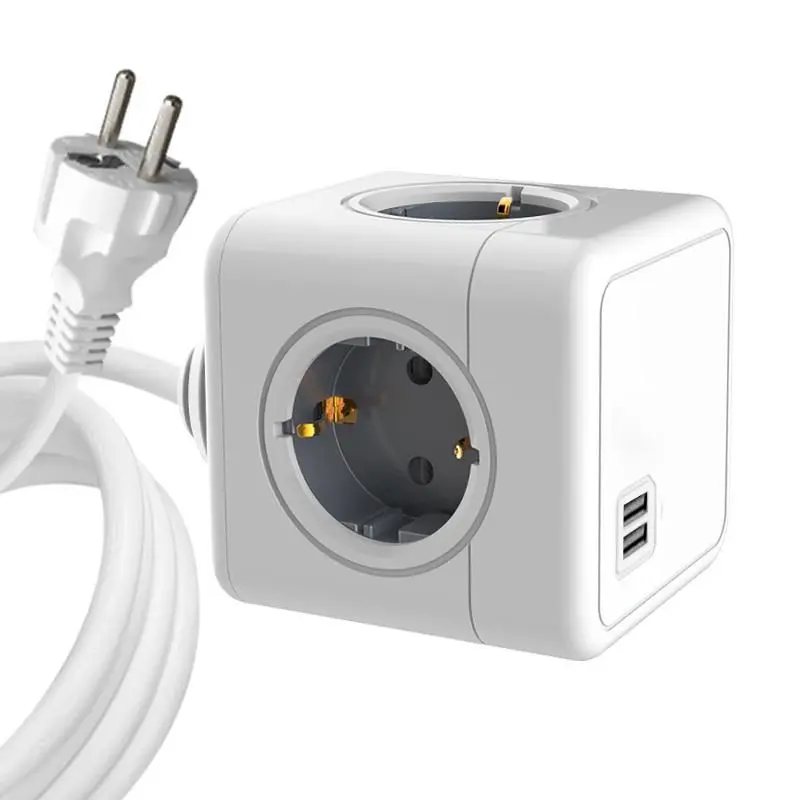 MicroConnect PowerCube, 4 gniazda Schuko, 2 porty USB A kabel 1,5m Biały
