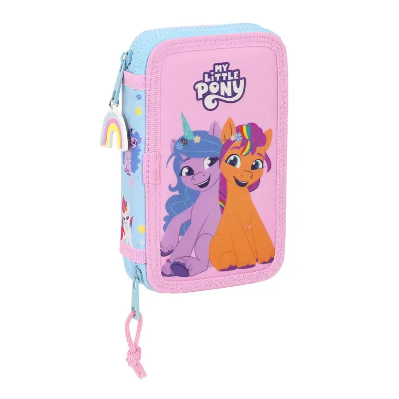 Piórnik Podwójny My Little Pony Wild & free 12.5 x 19.5 x 4 cm Niebieski Różowy (28 pcs)