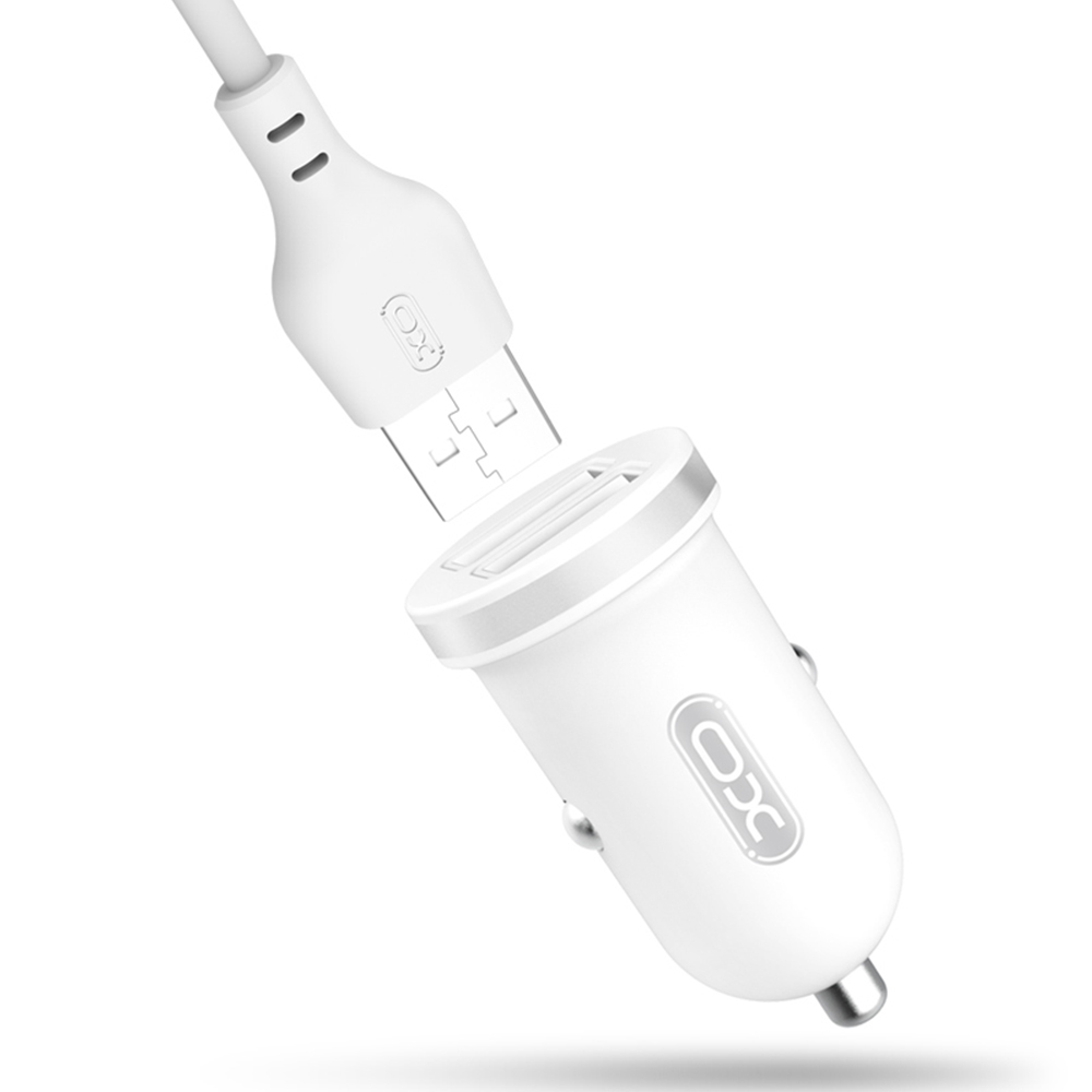 XO Ładowarka samochodowa TZ08 2x USB 2,1A biaa + kabel microUSB