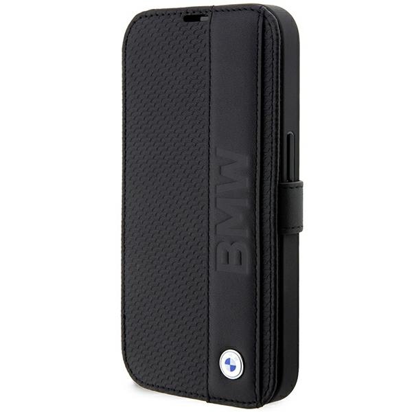 Etui BMW BMBKP14L22RDPK iPhone 14 Pro 6,1" czarny/black bookcase Leather Textured&Stripe