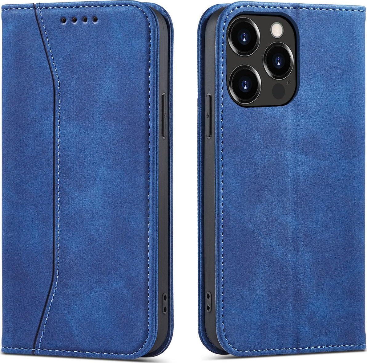 Magnet Fancy Case etui do iPhone 13 Pro Max pokrowiec portfel na karty kart podstawka niebieski