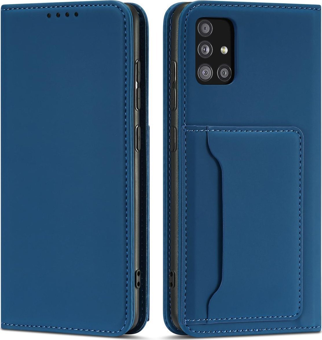 Magnet Card Case etui do Samsung Galaxy A13 5G pokrowiec portfel na karty kart podstawka niebieski