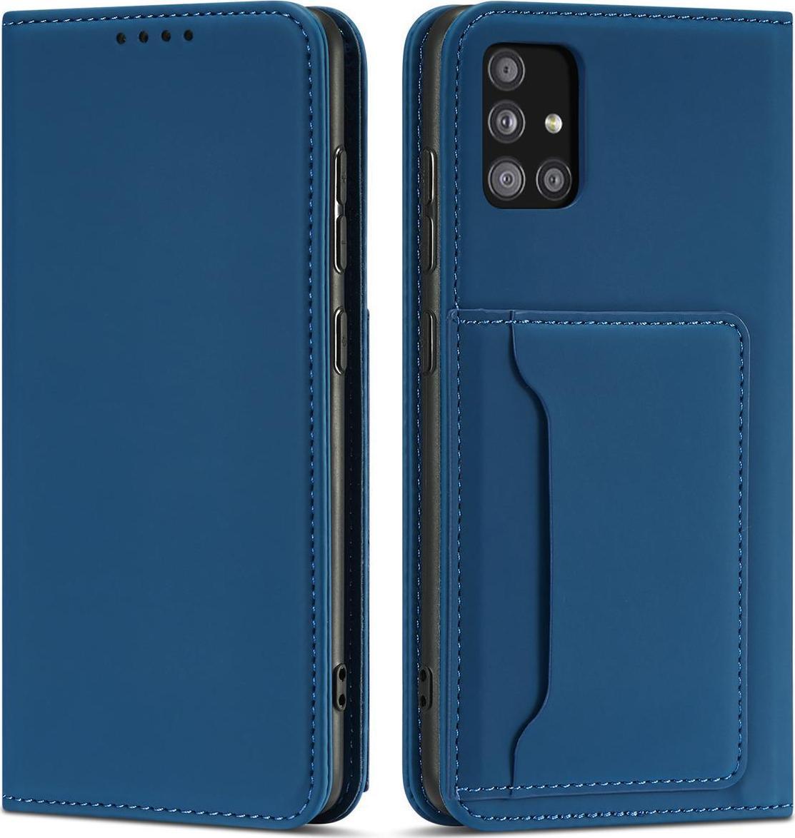 Magnet Card Case etui do Xiaomi Redmi Note 11 pokrowiec portfel na karty kart podstawka niebieski
