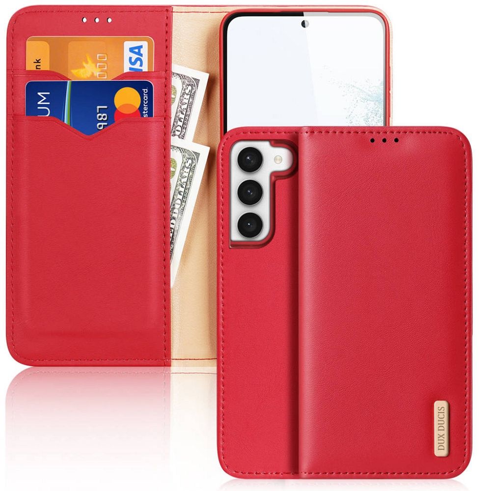 Dux Ducis Hivo etui Samsung Galaxy S23+ pokrowiec z klapk portfel podstawka blokada RFID czerwone