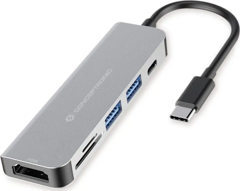 HUB USB Conceptronic Szary 6 w 1