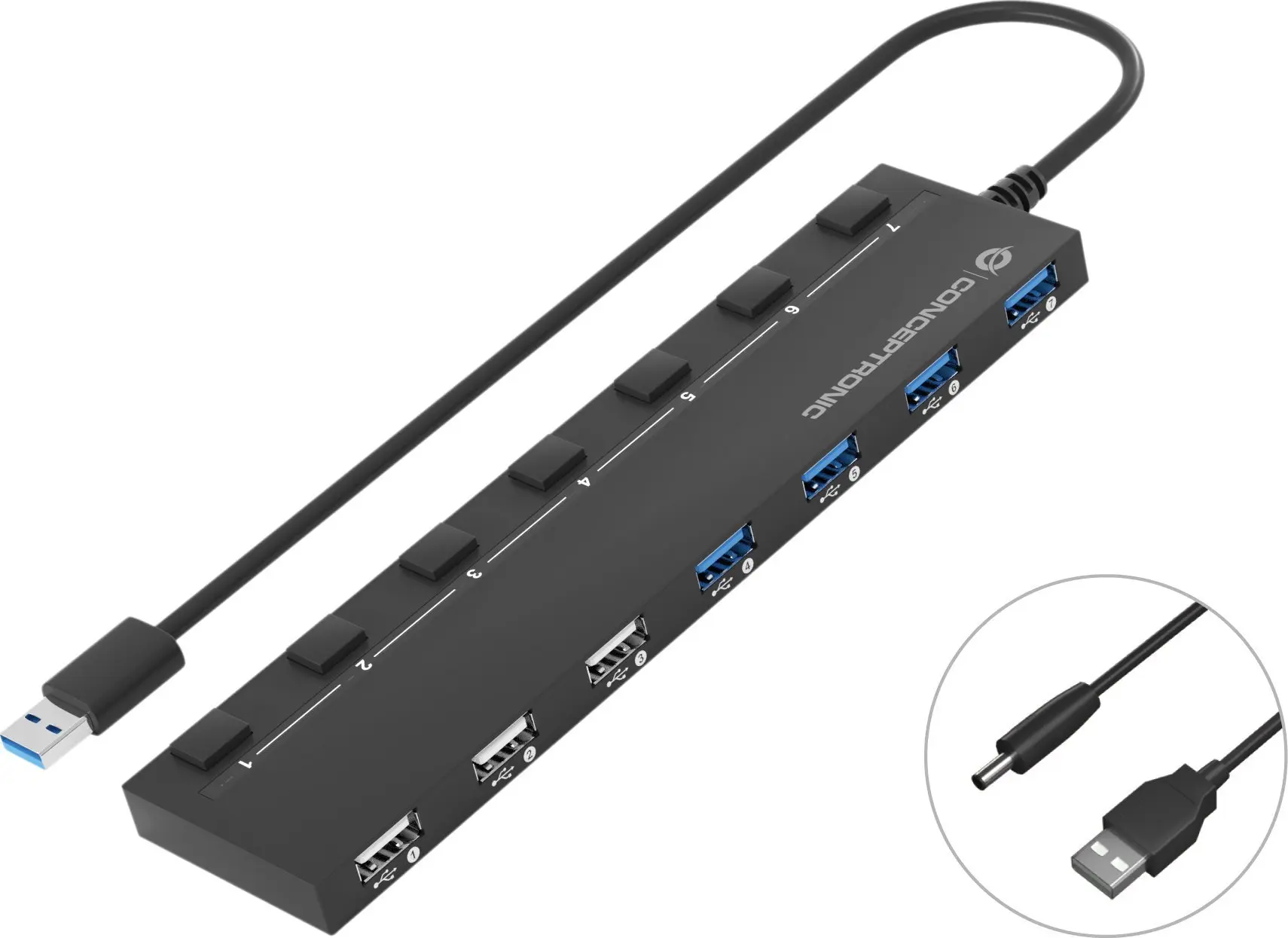 HUB USB Conceptronic CONCEPTRONIC USB-Hub 7-Port 3.0 ->4x3.0 3x2.0 ex o.Netzt.sw