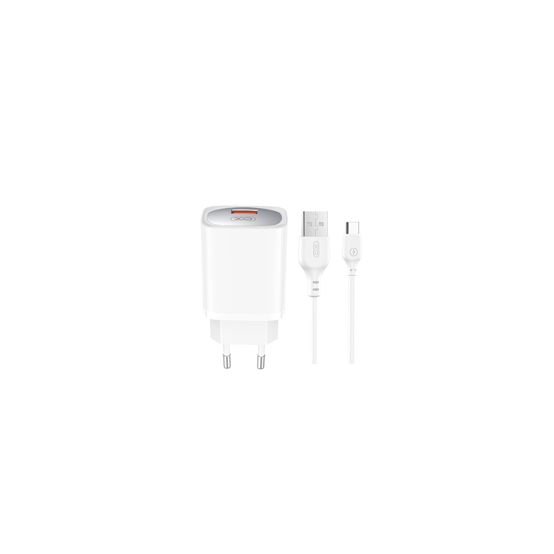 XO ładowarka sieciowa CE19 QC 18W 1x USB biała + kabel USB-C