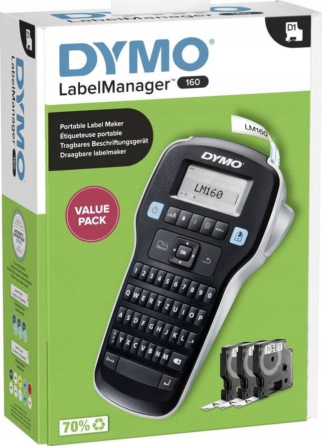 Zestaw startowy DYMO LabelManager 160 z 3 pasmami D1 12mm Qwertz
