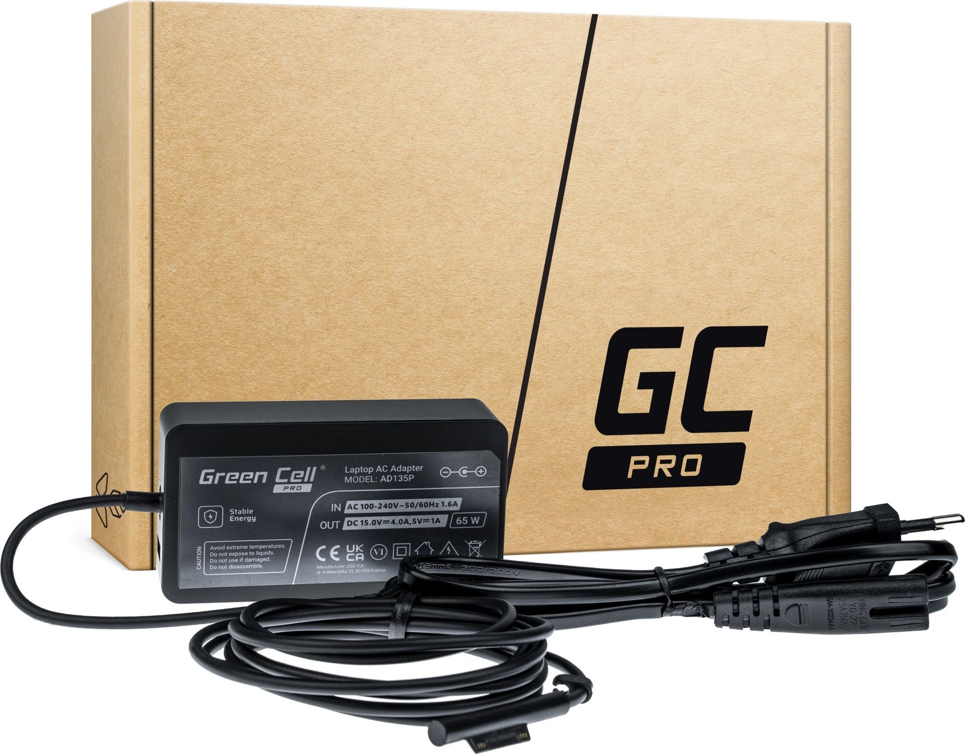 Zasilacz Ładowarka Green Cell PRO 1706 65W 15V 4A do Microsoft Surface Laptop, Pro, Book, Go