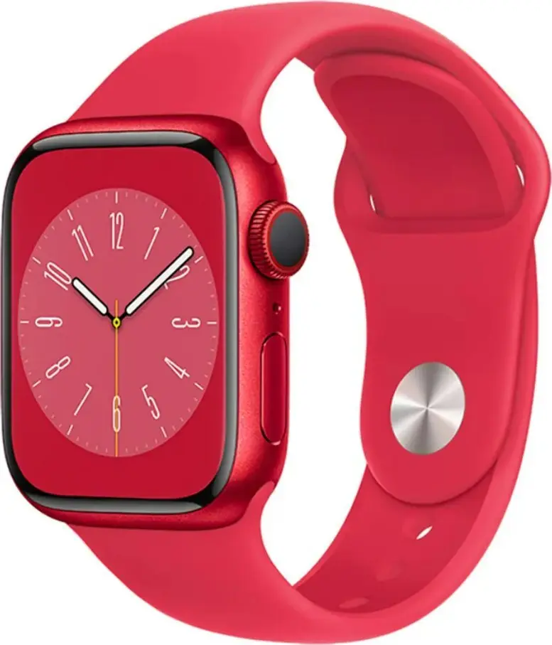 Apple Watch 8 Cellular 41mm Czerwony z opaską sportową w kolorze czerwonym