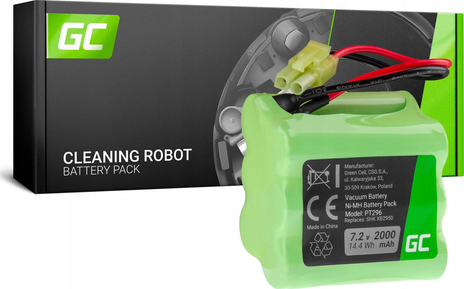 Bateria Akumulator (2Ah 7.2V) XB2950  V2945 Green Cell do Shark XB2950 V2950  V2950A  V2945Z  V2945