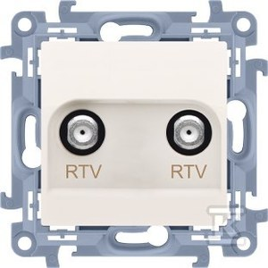 Kontakt Simon KONTAKT_SIMON Gniazdo antenowe RTV podwójne SIMON 10 Kremowy CAK2F.01/41