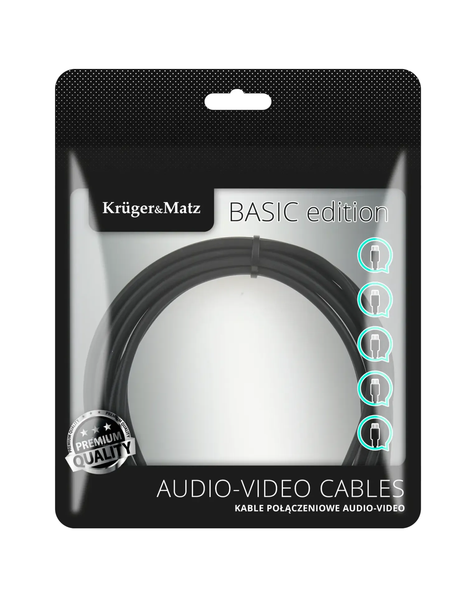 Kabel jack 3.5 wtyk stereo - 3.5 gniazdo stereo 1.8m KrugerMatz Basic