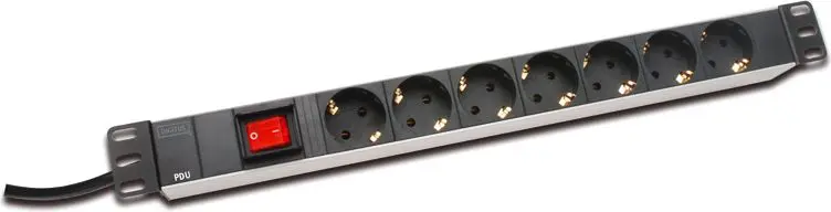 Aluminum outlet strip with switch | DN-95402 | Sockets quantity 7