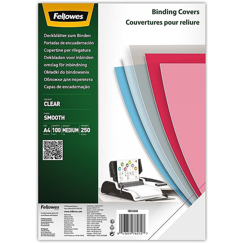 Fellowes Okładki do bindowania Fellowes Smooth A4/250µm przezroczyste 100