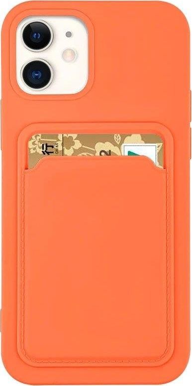 Card Case silikonowe etui portfel z kieszonk na kart dokumenty do iPhone 13 mini pomaraczowy