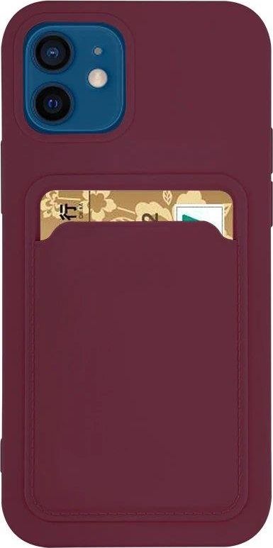 Card Case silikonowe etui portfel z kieszonk na kart dokumenty do Samsung Galaxy S21+ 5G (S21 Plus 5G) bordowy