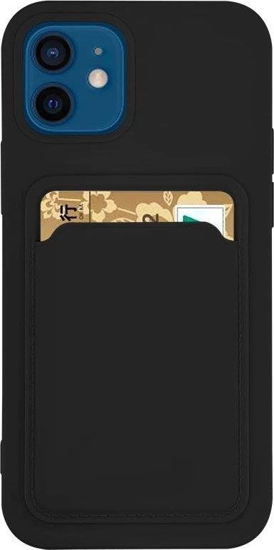 Card Case silikonowe etui portfel z kieszonk na kart dokumenty do Samsung Galaxy A22 4G czarny